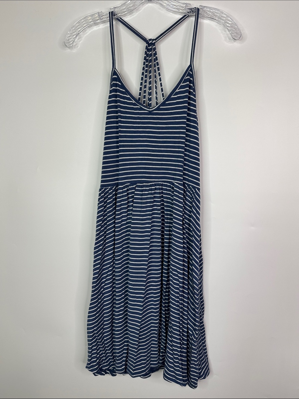 SO Blue White Striped Skater Dress Size Large